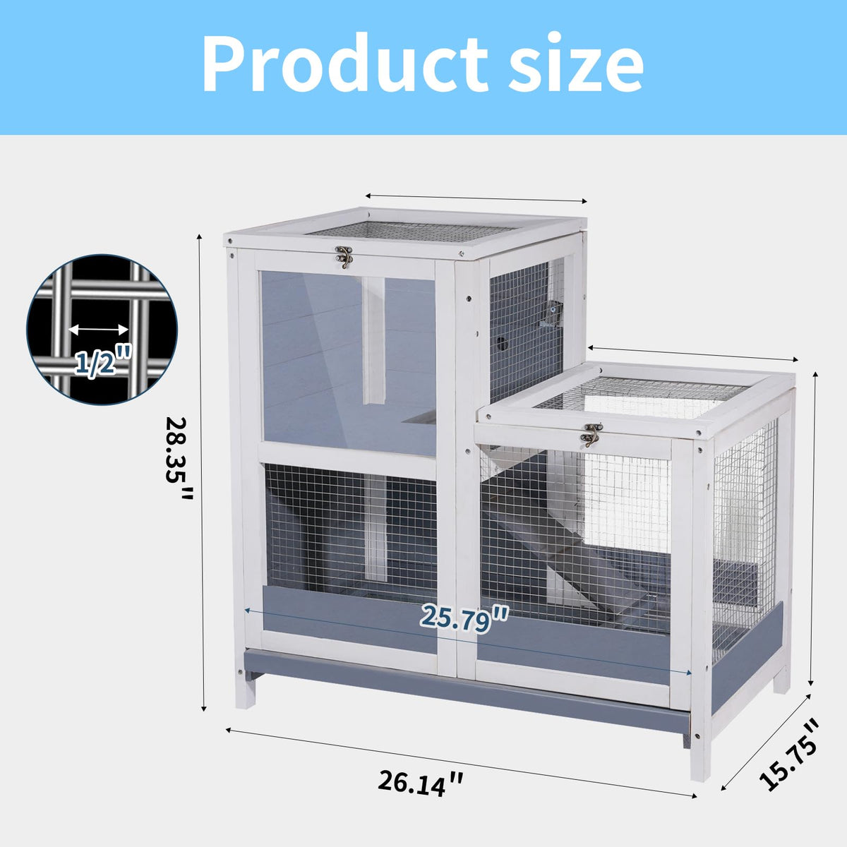 2-Story Wooden Small Animal Cage with Removable Tray and Ramp Z81670
