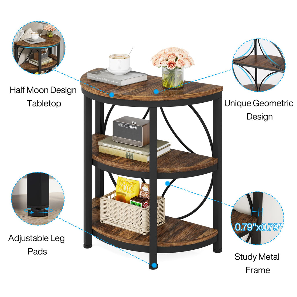 Half Round 3-Tier Metal End Table P2081