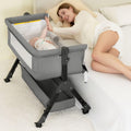 3 in 1 Adjustable Baby Bassinet with Wheels and Storage Basket S8509