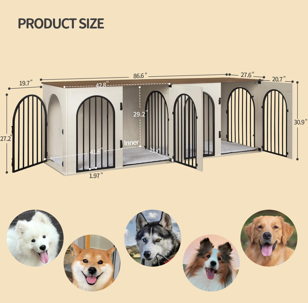 Double Dog Crate Furniture with Cushion Z828382