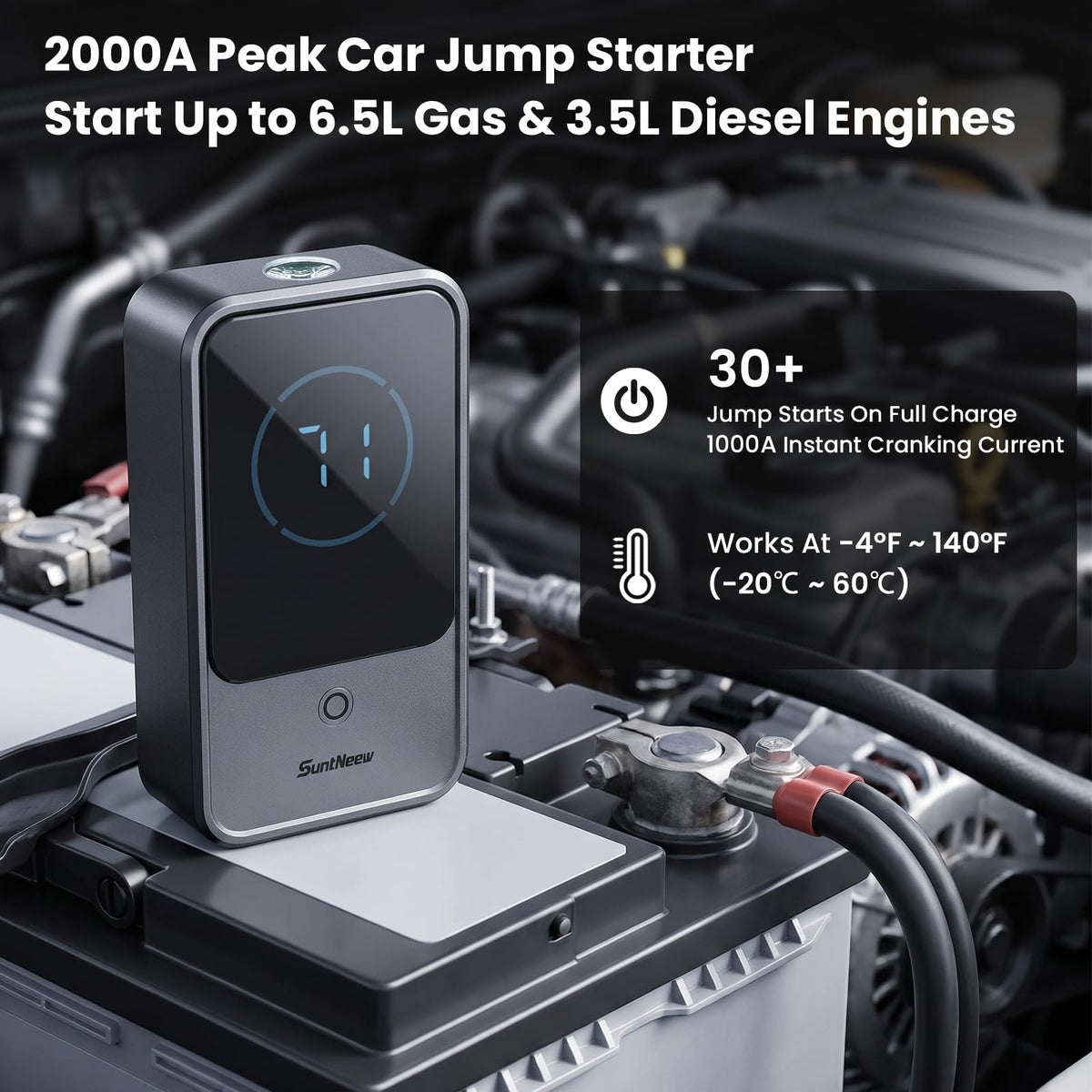 10000mAh 2000A 12V Jump Starter with LCD Display U856210