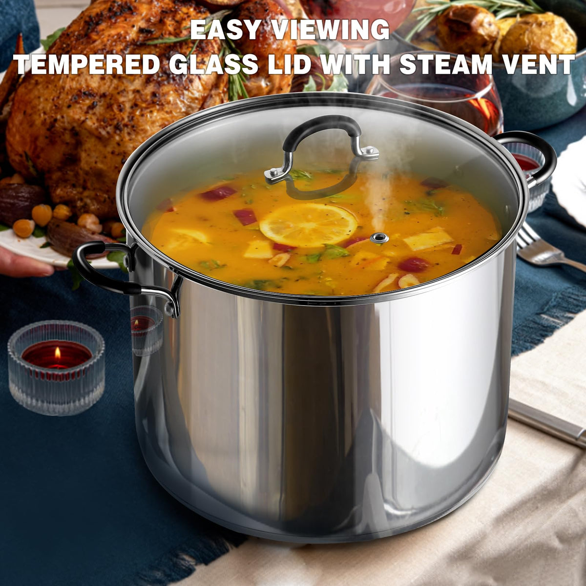 12-Quart Stainless Steel Stock Pot with Lid A697