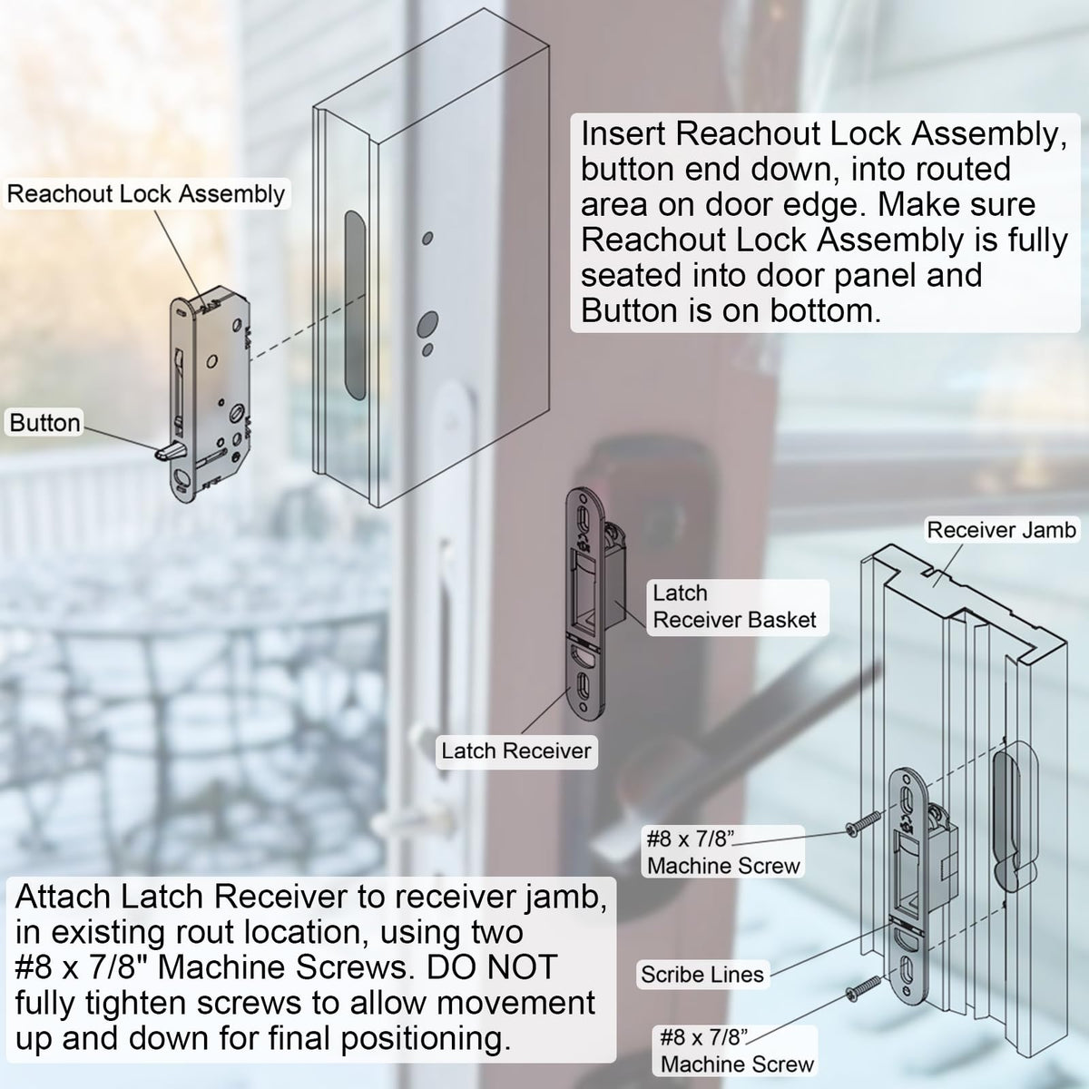 Sliding Patio Door Lock and Receiver Kit X4195
