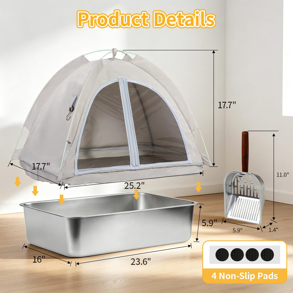 Stainless Steel Extra Large Enclosed Cat Litter Box B815
