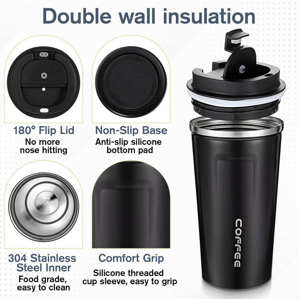 4 Pack 17oz Stainless Steel Insulated Coffee Mug with Lid V261
