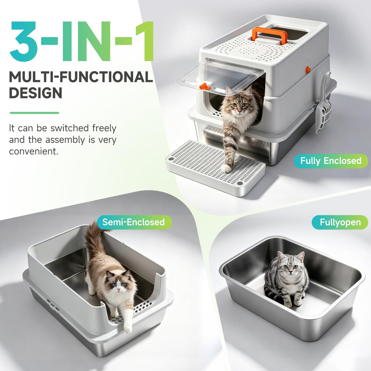 XL Stainless Steel Cat Litter Box X37138