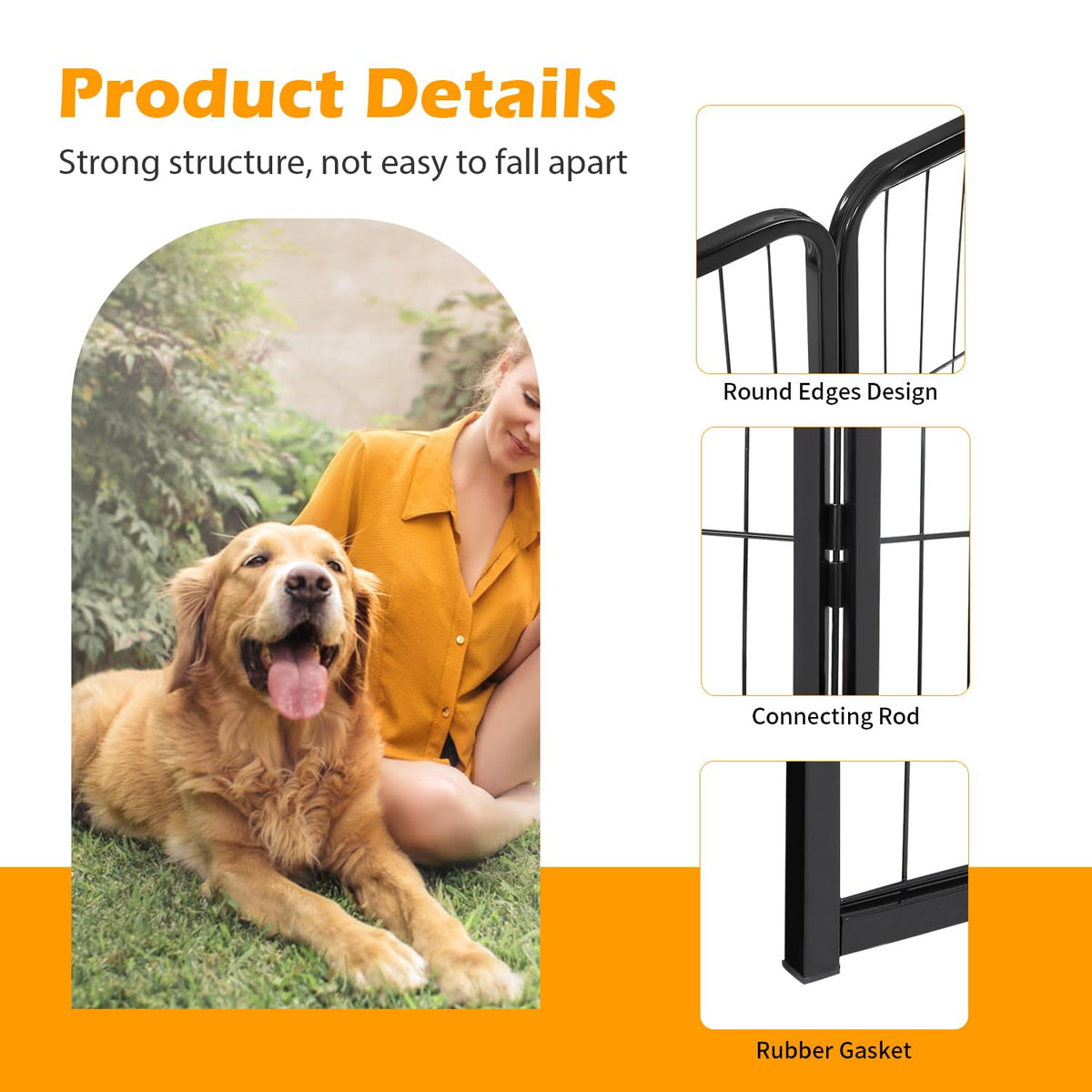 16 Panel 24 Inch Black Metal Dog Playpen I272787