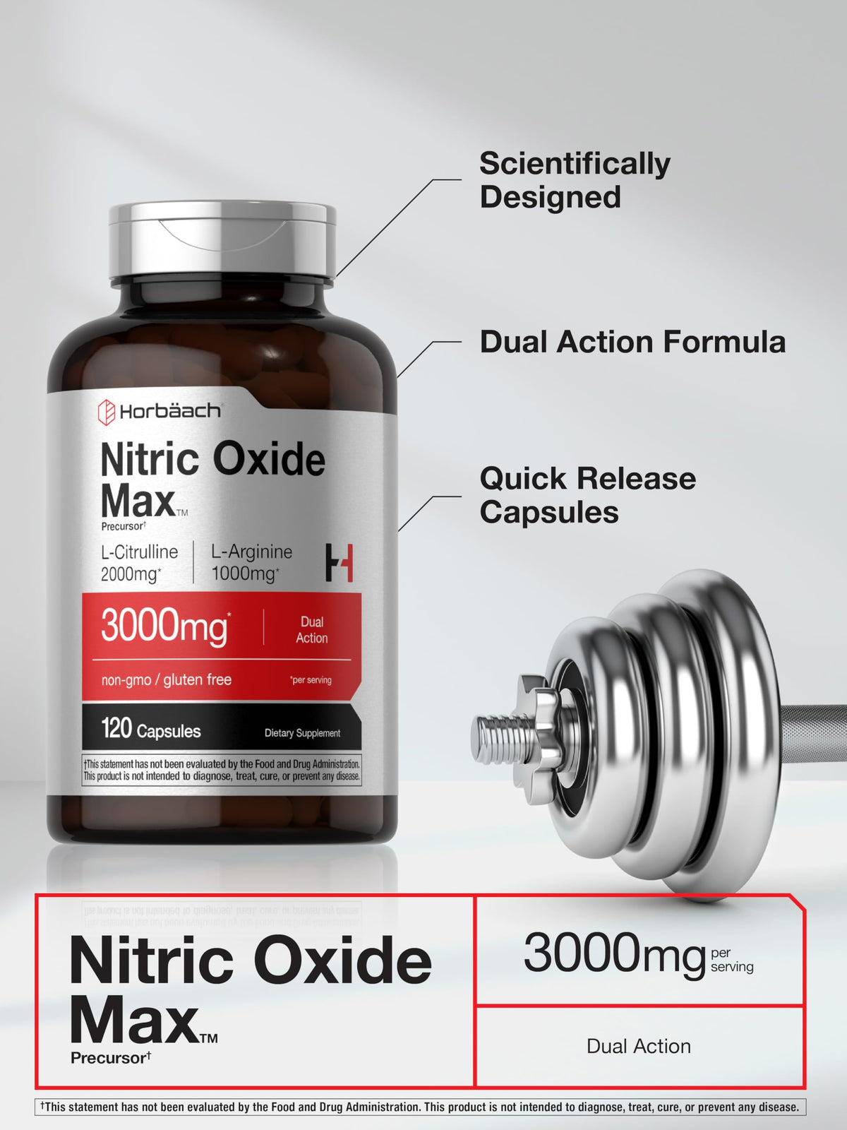 Nitric Oxide Supplement 3000mg 120 Capsules W937523