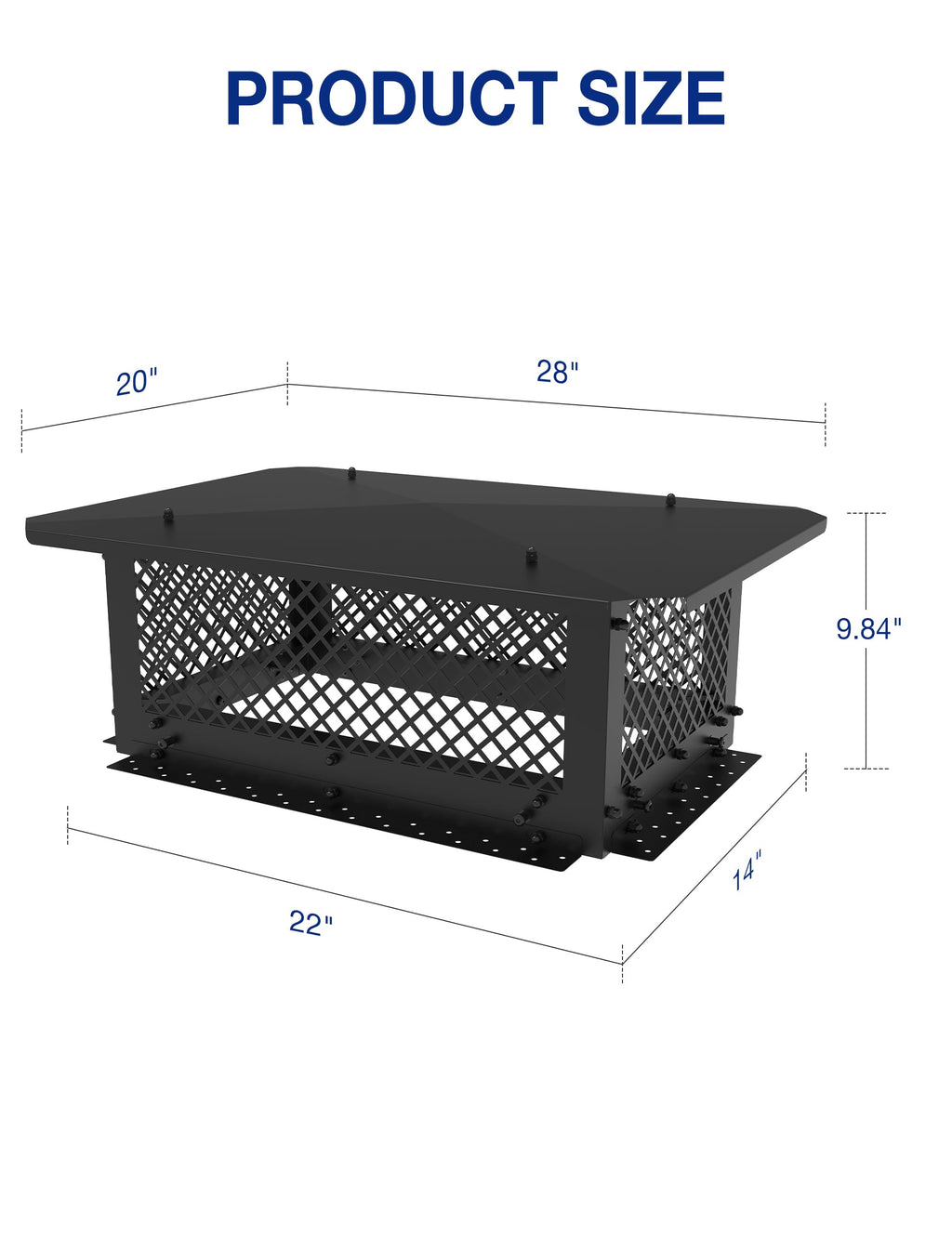 14" x 22" Rectangular Galvanized Steel Chimney Cap C206618