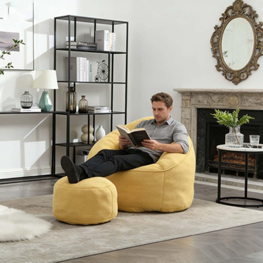 Yellow Memory Foam Bean Bag Chair with Footrest Z591