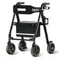Lightweight Foldable Rollator Walker with 8" Rubber Wheels, 350lb Capacity, Black M4532