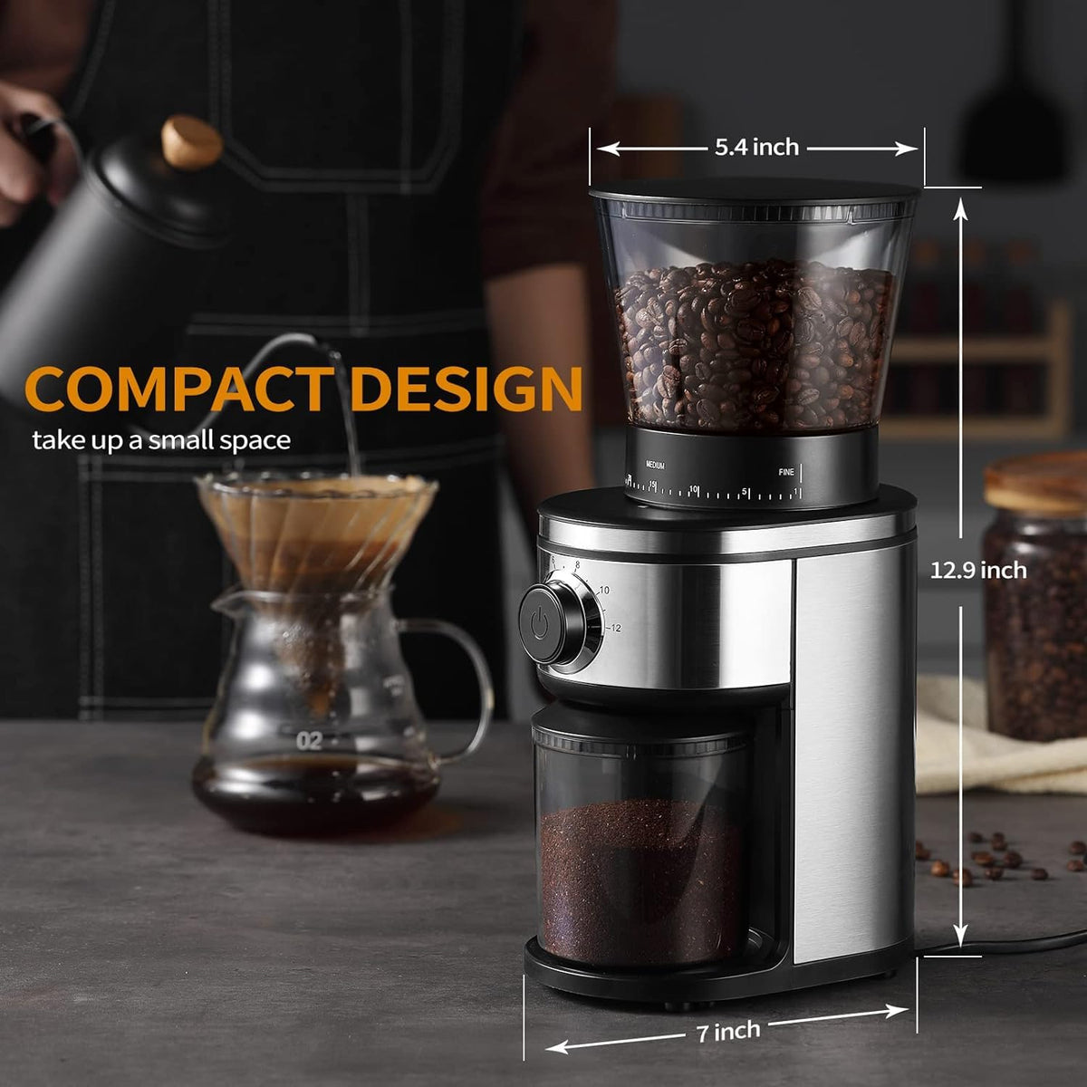 Electric Conical Burr Coffee Grinder with 30 Adjustable Grind Settings X5103
