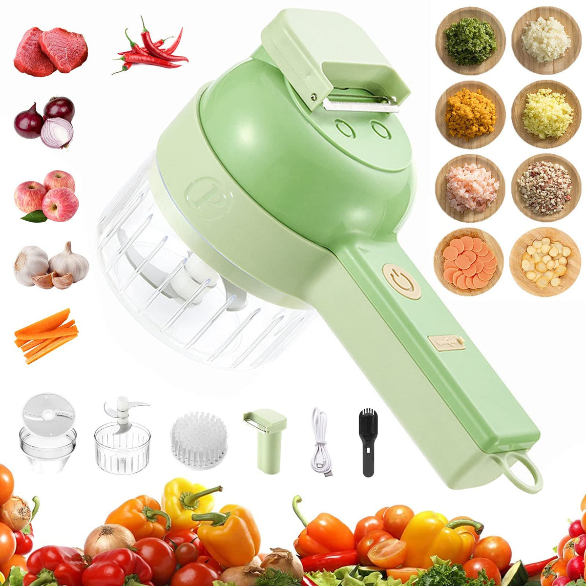 4 in 1 Handheld Electric Vegetable Cutter Set G996299