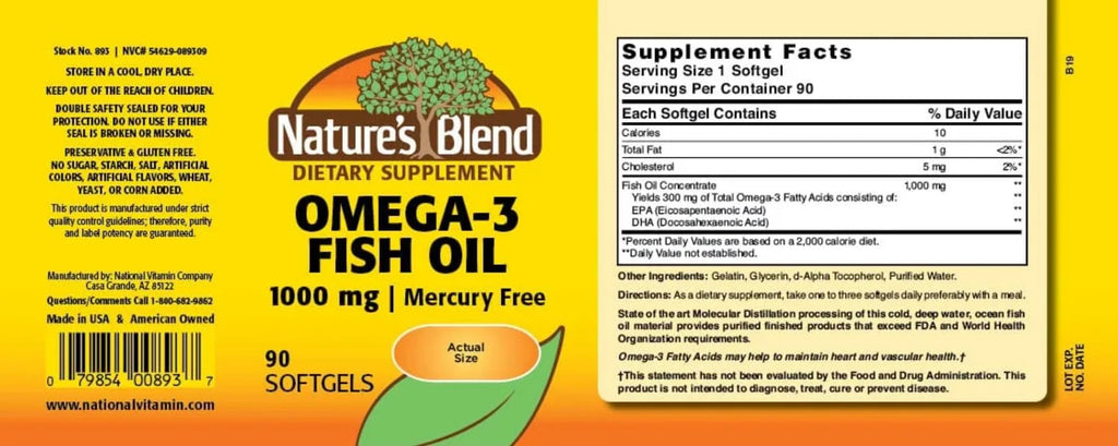 Omega-3 Fish Oil 1000 mg 90 Softgels N8226