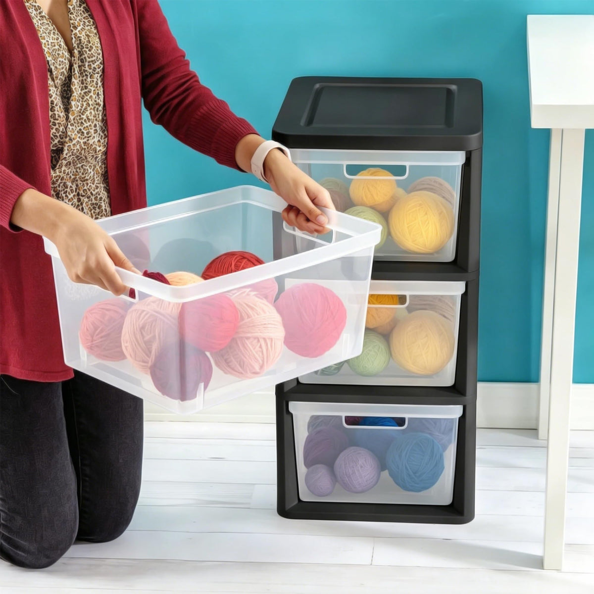 3-Drawer Plastic Storage Organizer Tower G13118