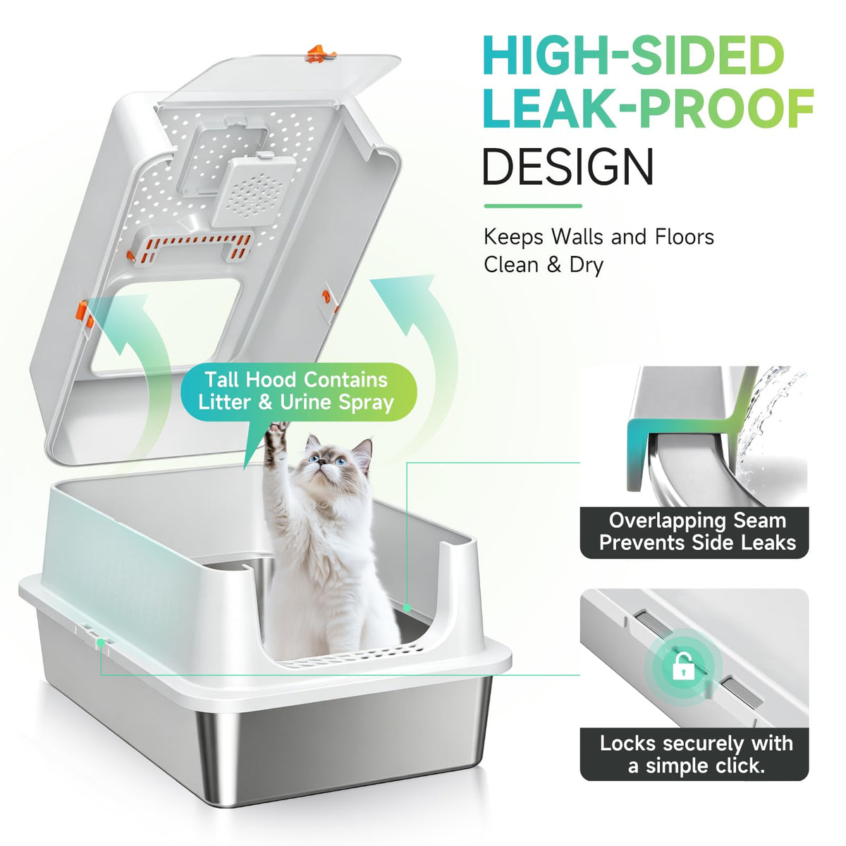 XL Stainless Steel Cat Litter Box X37138