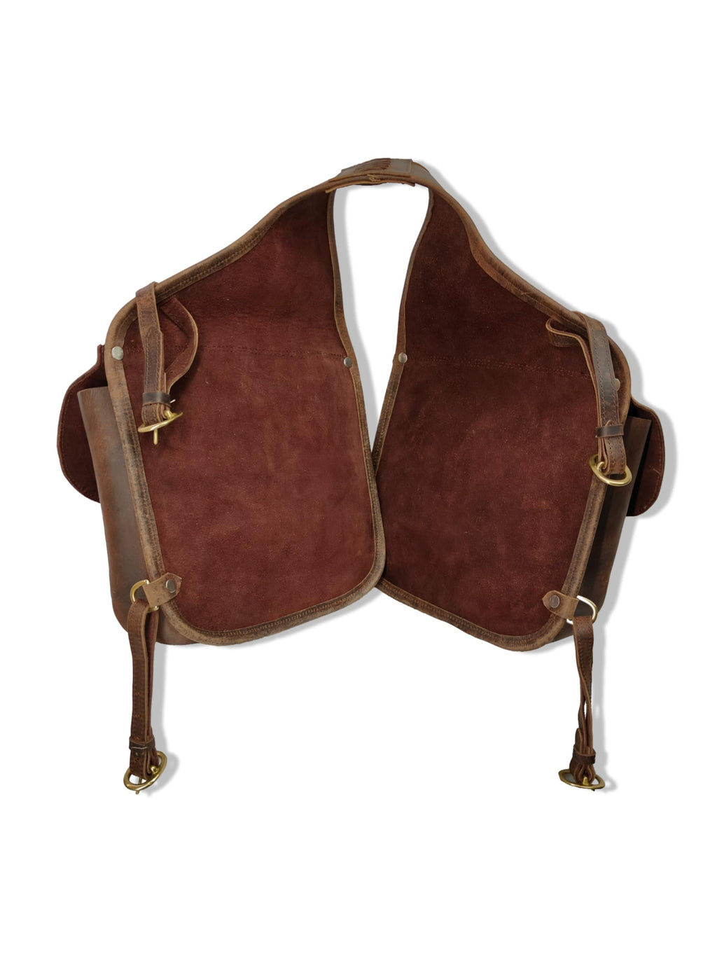 Leather Pommel Saddle Bags with Strap J3532