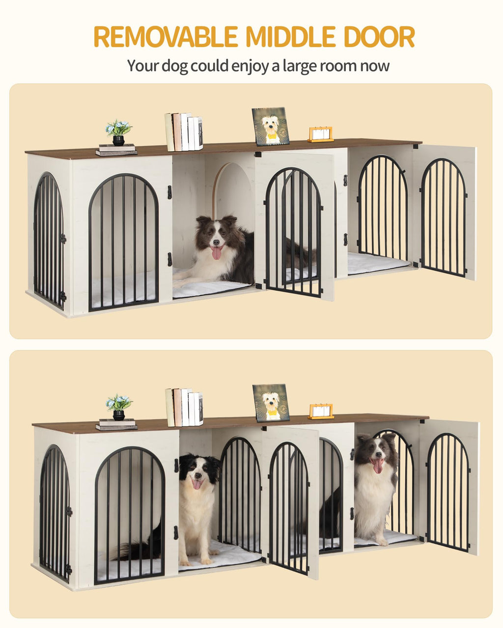 Double Dog Crate Furniture with Cushion Z828382