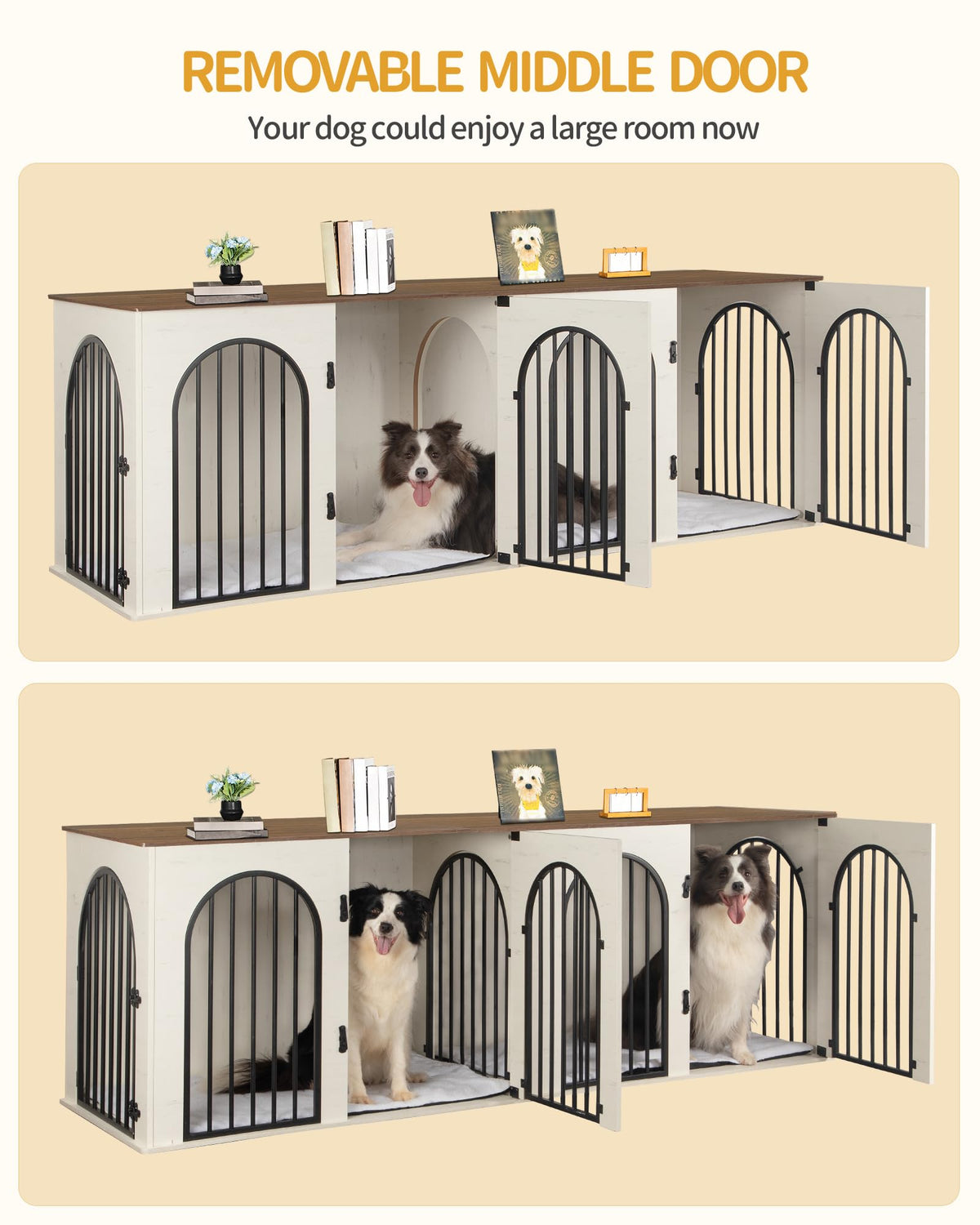 Double Dog Crate Furniture with Cushion Z828382