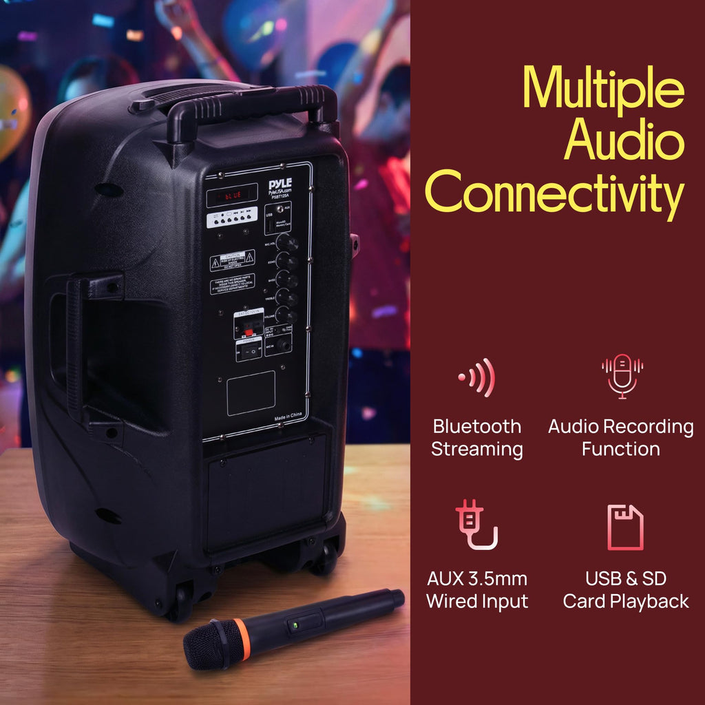 1200W Portable Bluetooth PA Speaker with Subwoofer and Wireless Microphone Y141