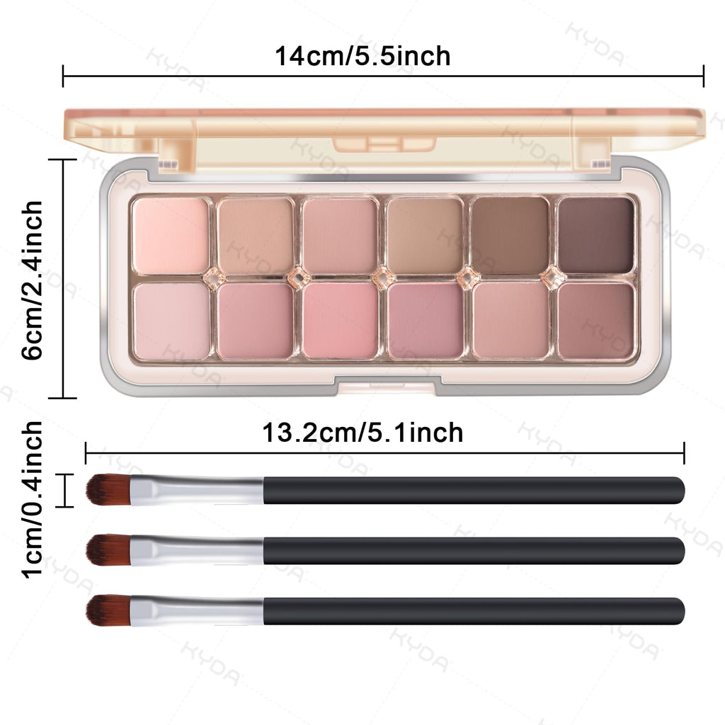 12 Color Grey Pink Eyeshadow Palette with Brush O1153