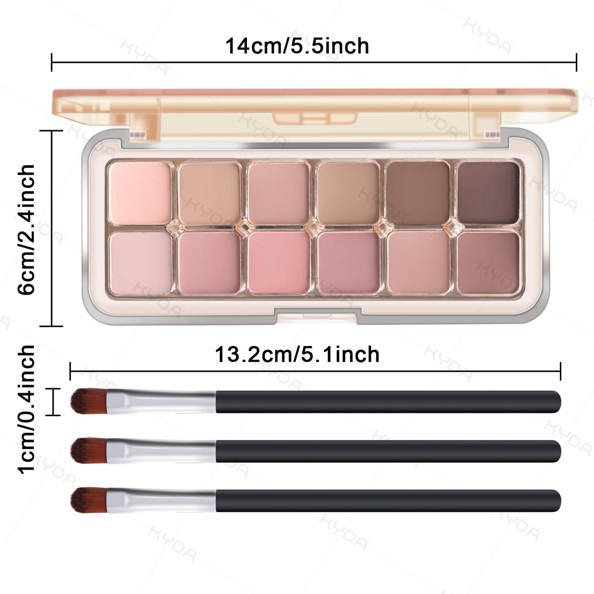 12 Color Grey Pink Eyeshadow Palette with Brush O1153