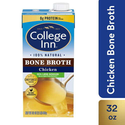 100% Natural Reduced Sodium Chicken Bone Broth 32 Oz (Pack of 12) M111798