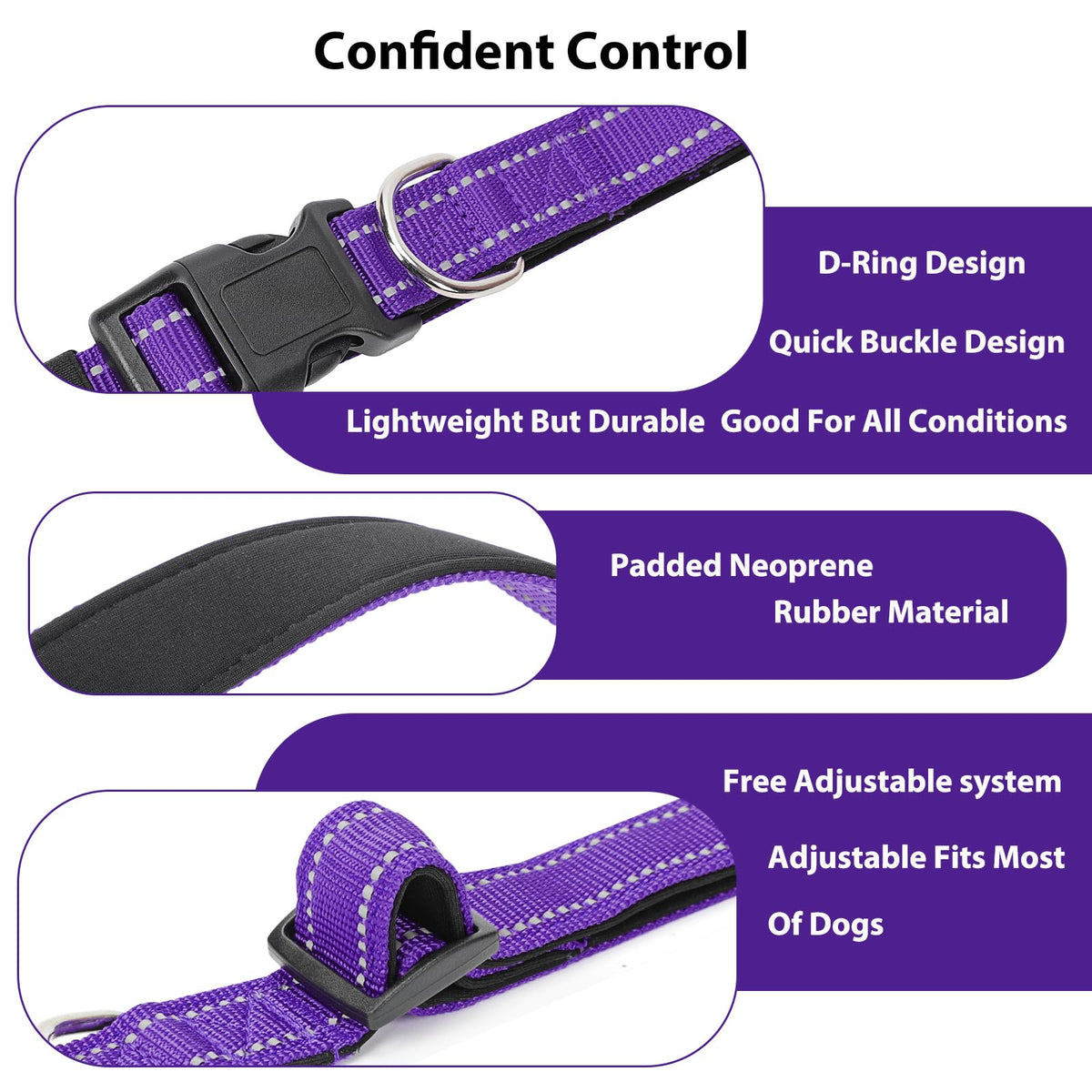 Reflective Adjustable Nylon Dog Collar L978