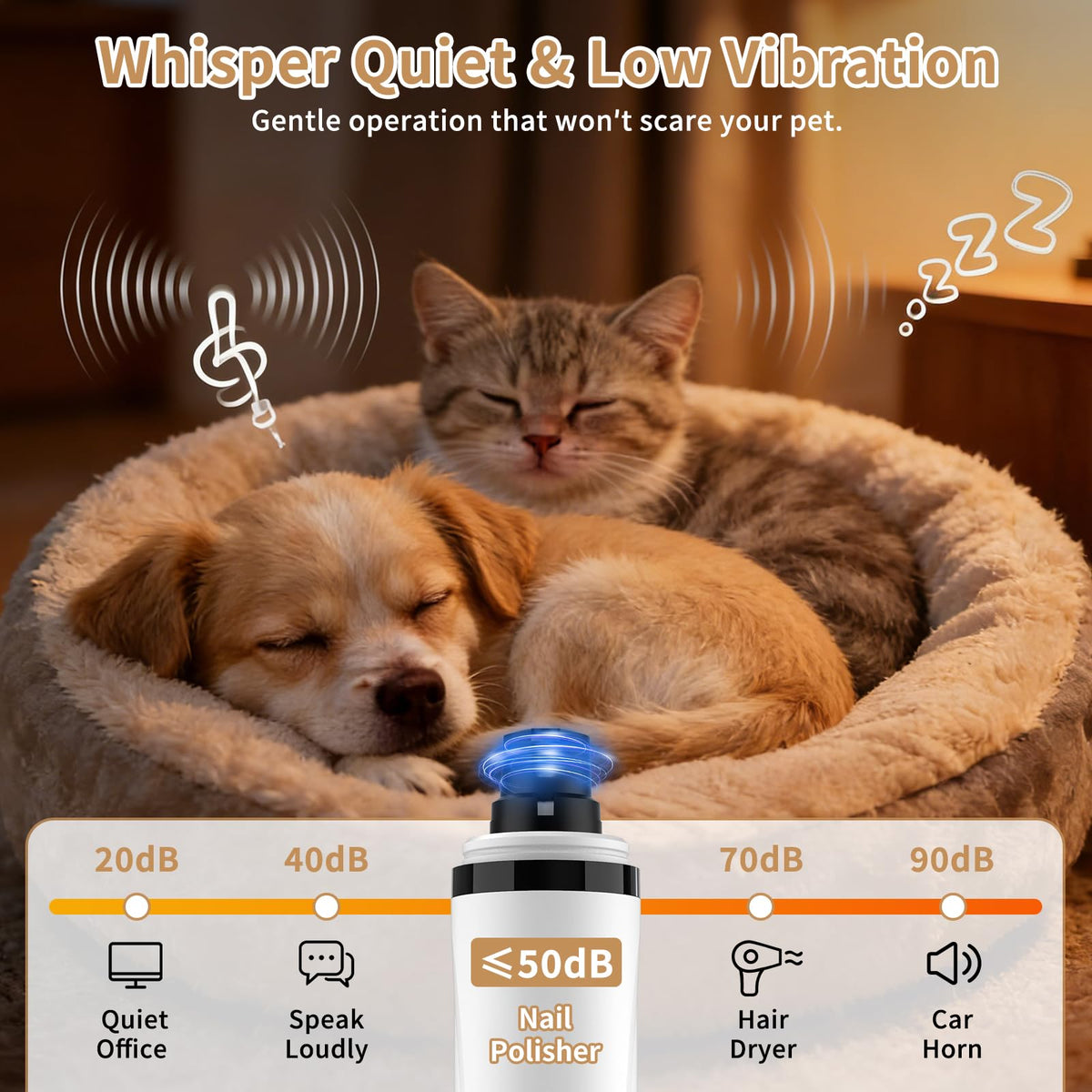Quiet Dog Nail Grinder with Guard & 2 LED Lights Q938