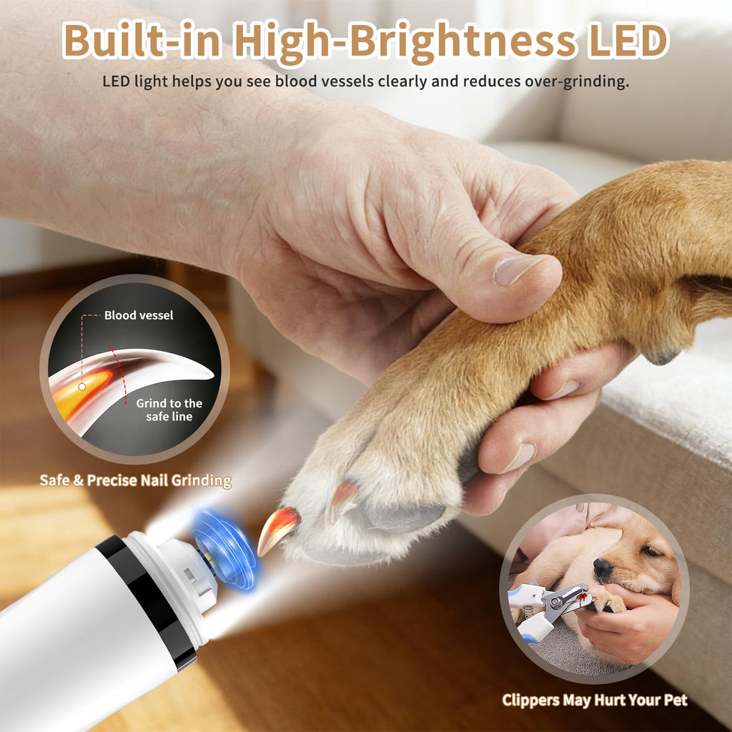 Quiet Dog Nail Grinder with Guard & 2 LED Lights Q938