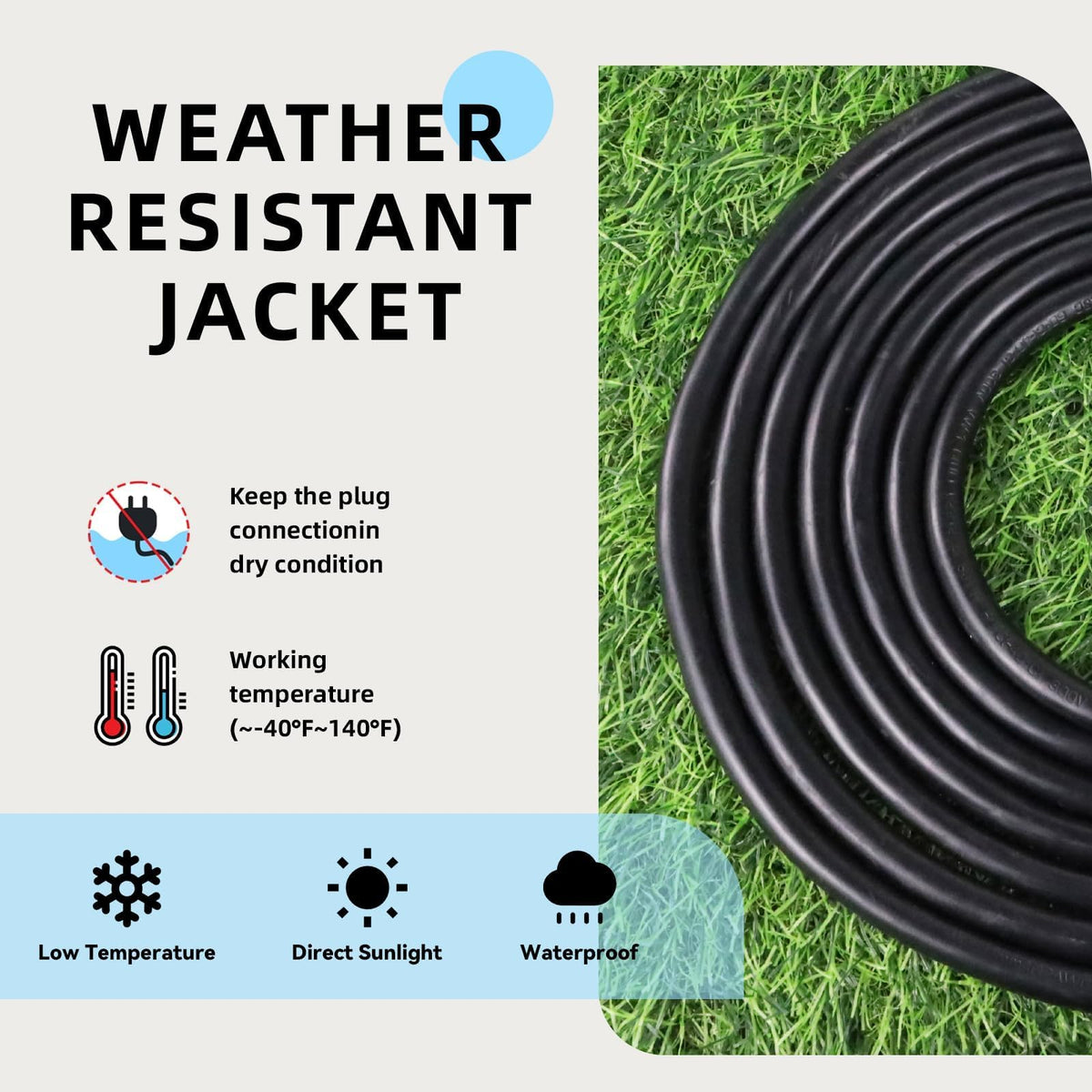 100 Ft Heavy Duty Outdoor Extension Cord, 12/3 SJTW Black 3-Prong U760