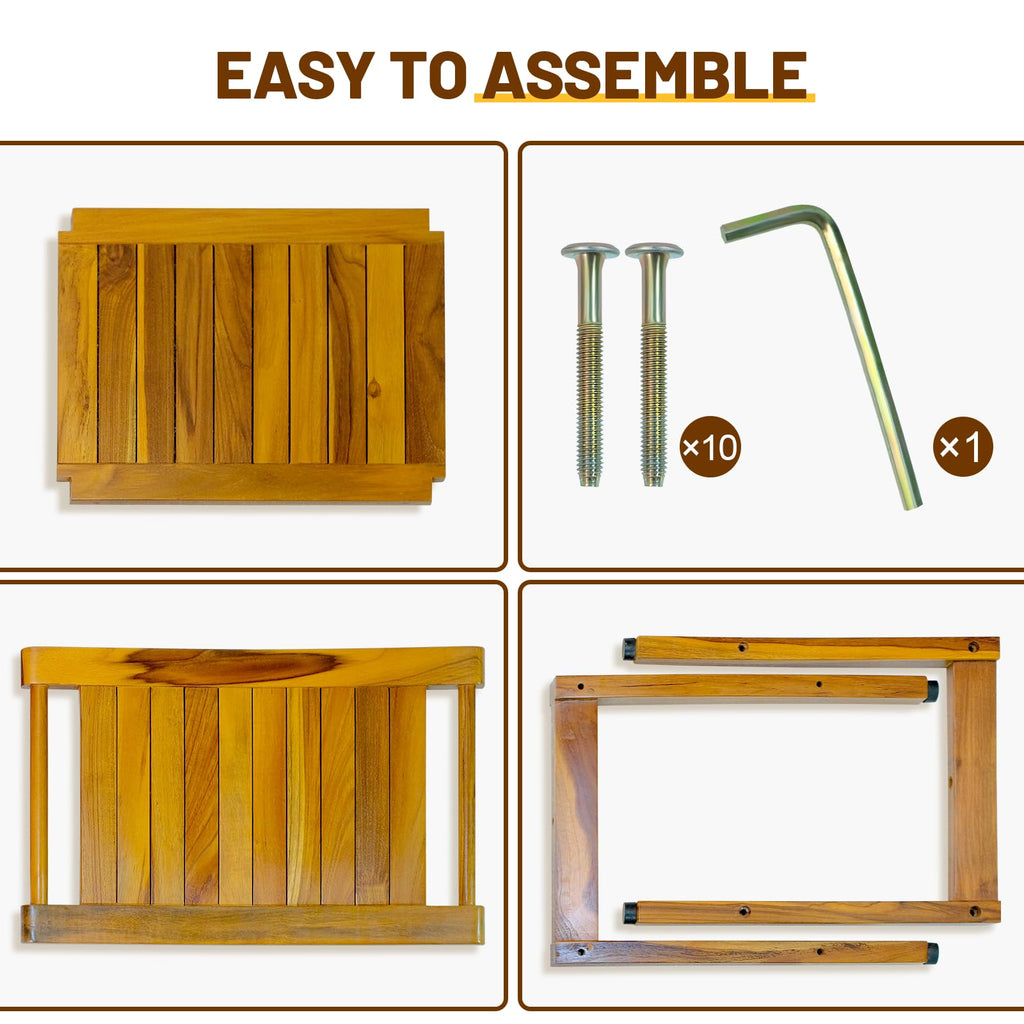 20" Teak Shower Bench with Shelf & Handle Z340827