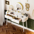 White 40" Vanity Desk with Mirror and Lights Q6418