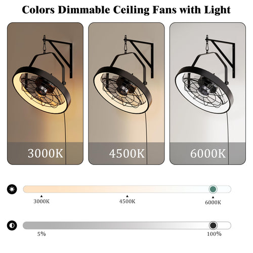 20 Inch Plug In Wall Mount Fan with Light P14517