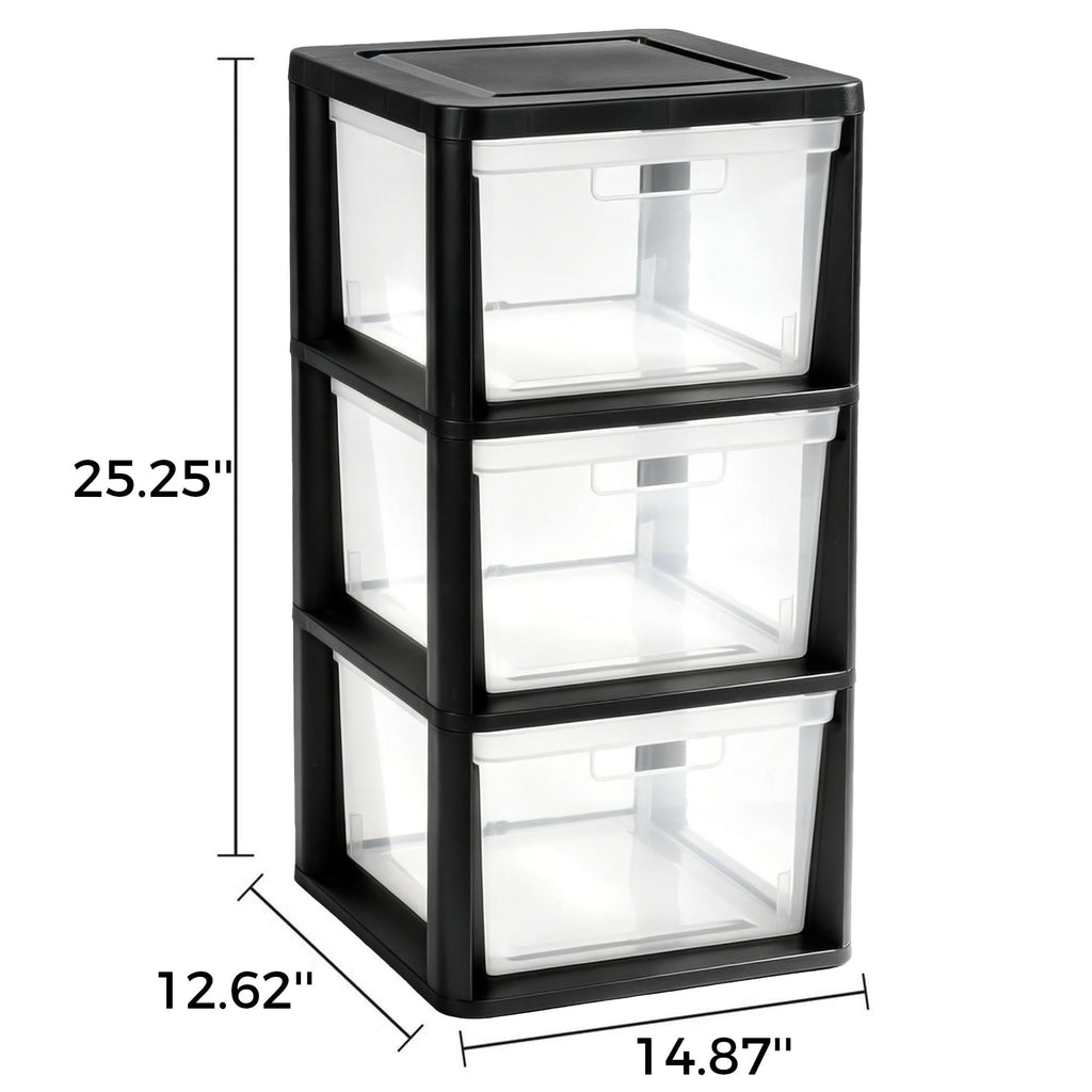 3-Drawer Plastic Storage Organizer Tower G13118