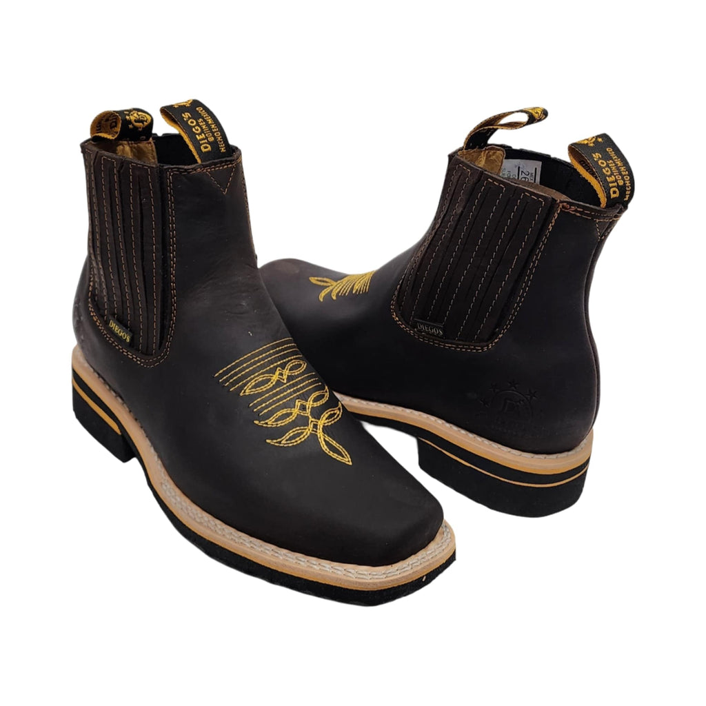 Genuine Leather Square Toe Ankle Boots E9742
