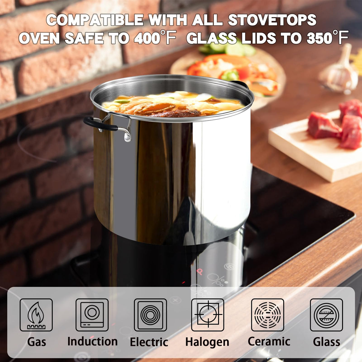 12-Quart Stainless Steel Stock Pot with Lid A697