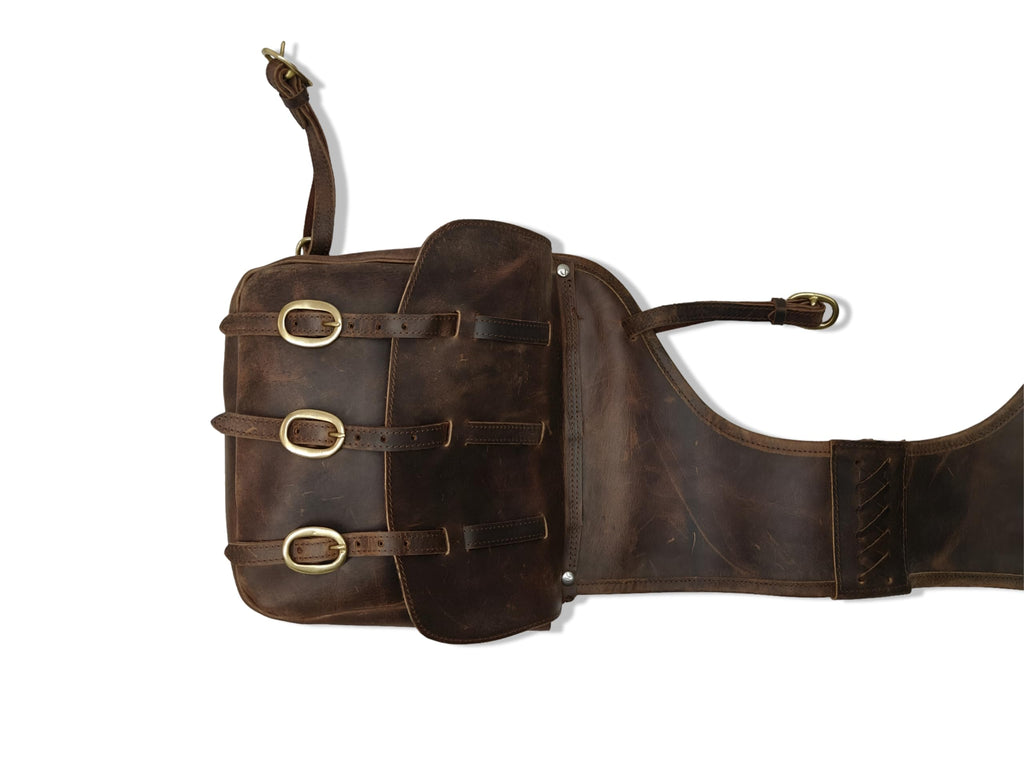 Leather Pommel Saddle Bags with Strap J3532