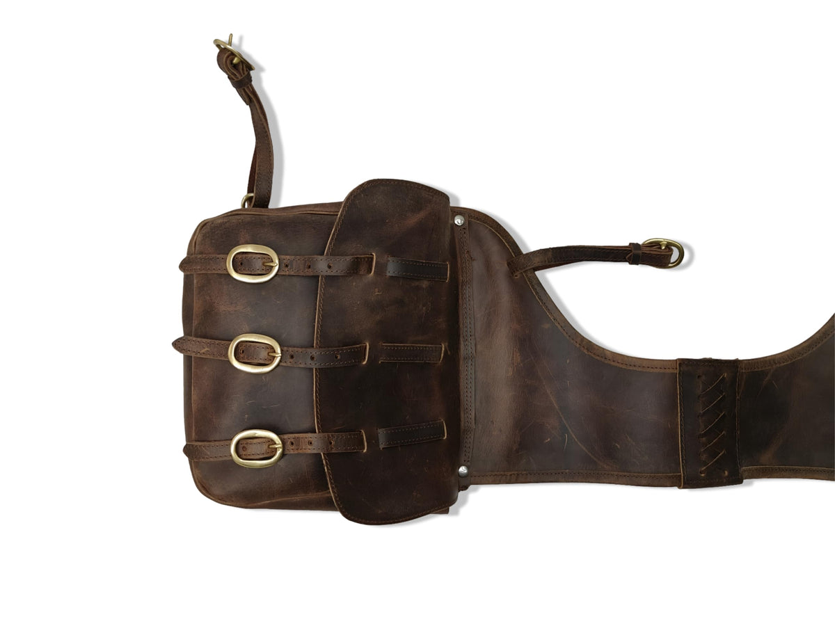 Leather Pommel Saddle Bags with Strap J3532