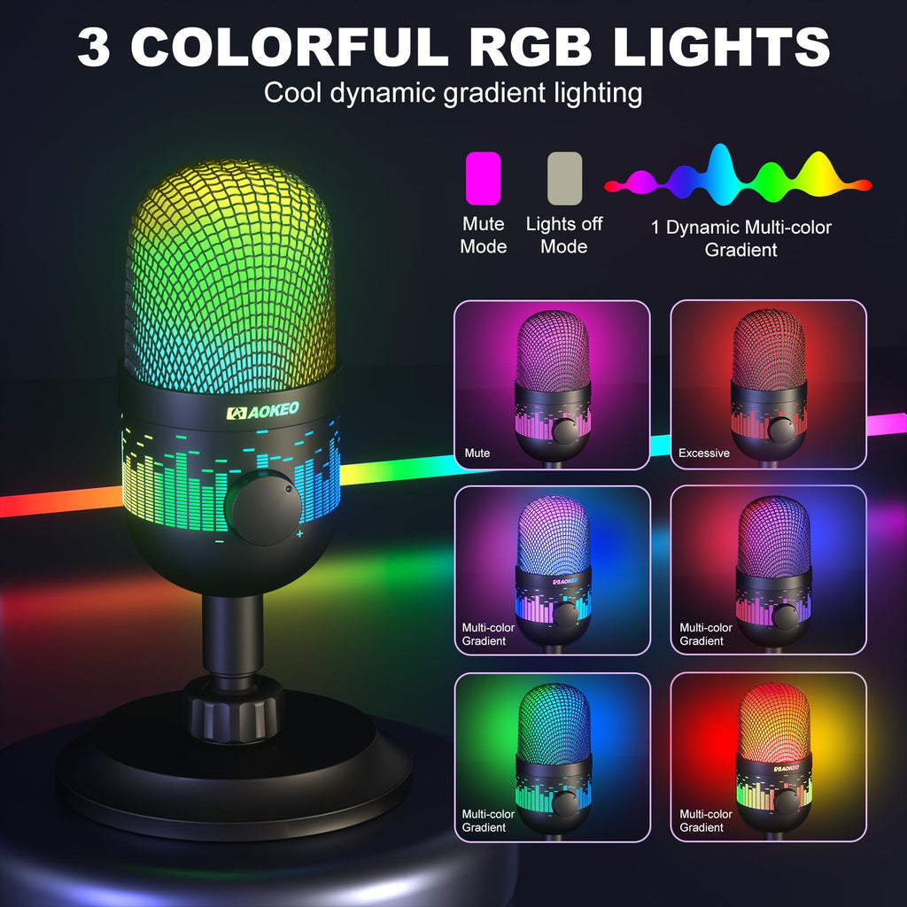 USB Condenser Gaming Microphone with RGB Lighting K76483
