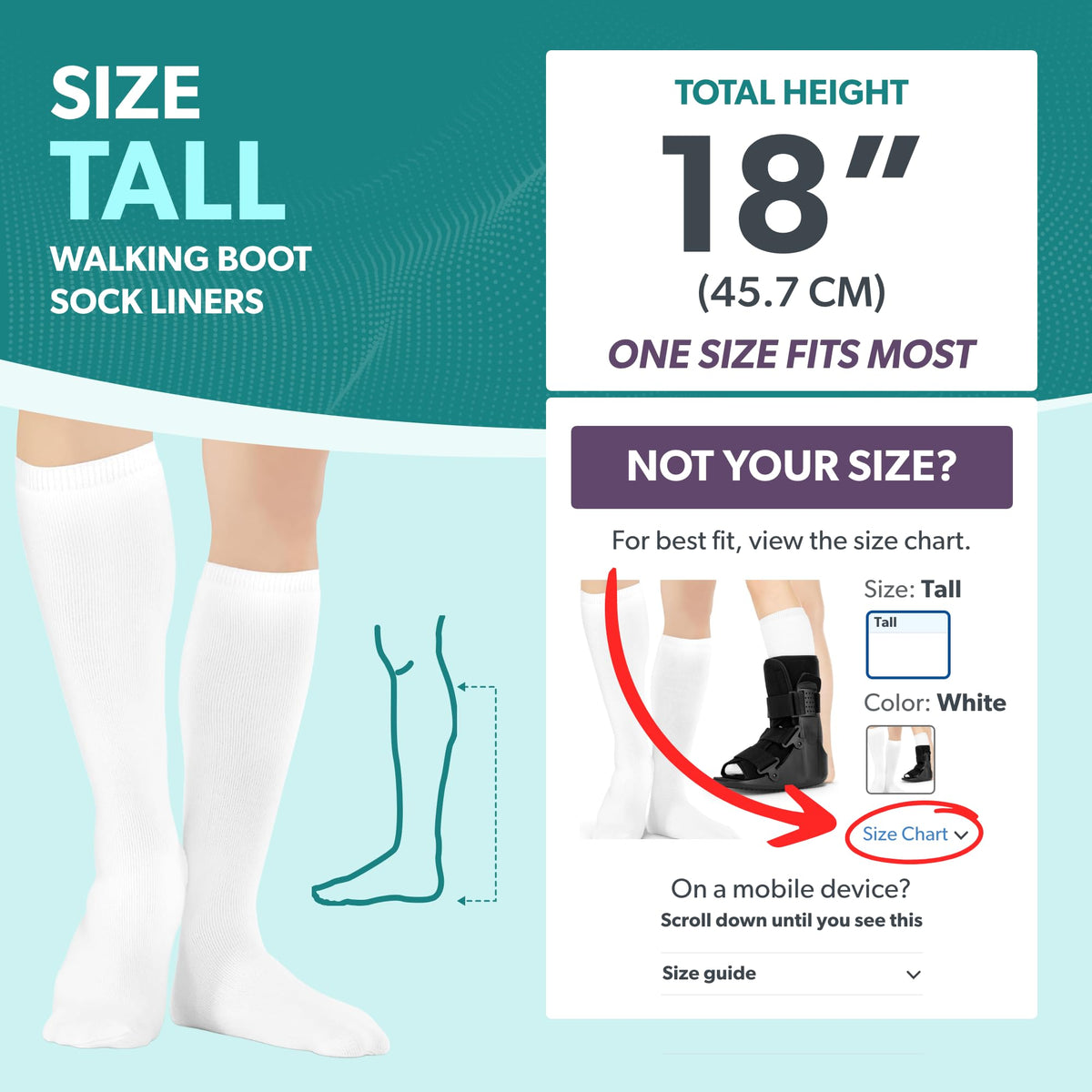 1 Pair White Tube Sock Liners P6982