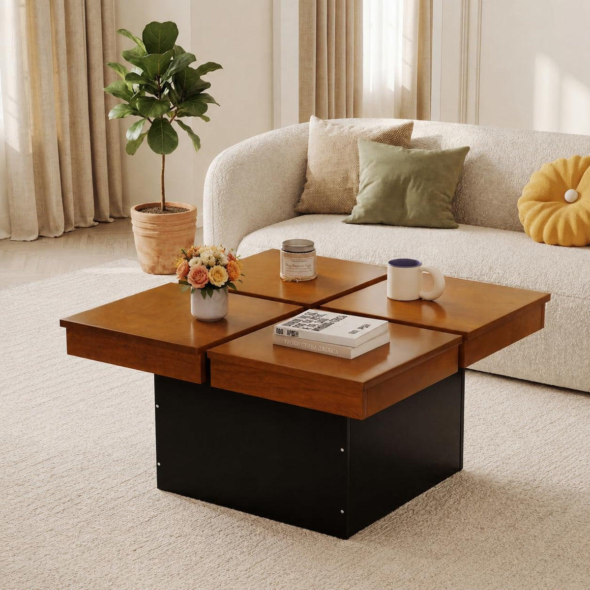 Mid Century Modern Solid Wood Coffee Table F7155