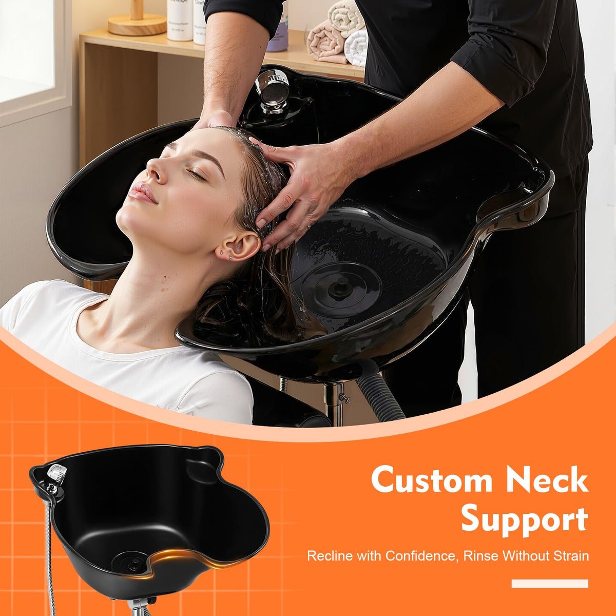 Portable Height Adjustable Shampoo Bowl with Electric Pump K51403