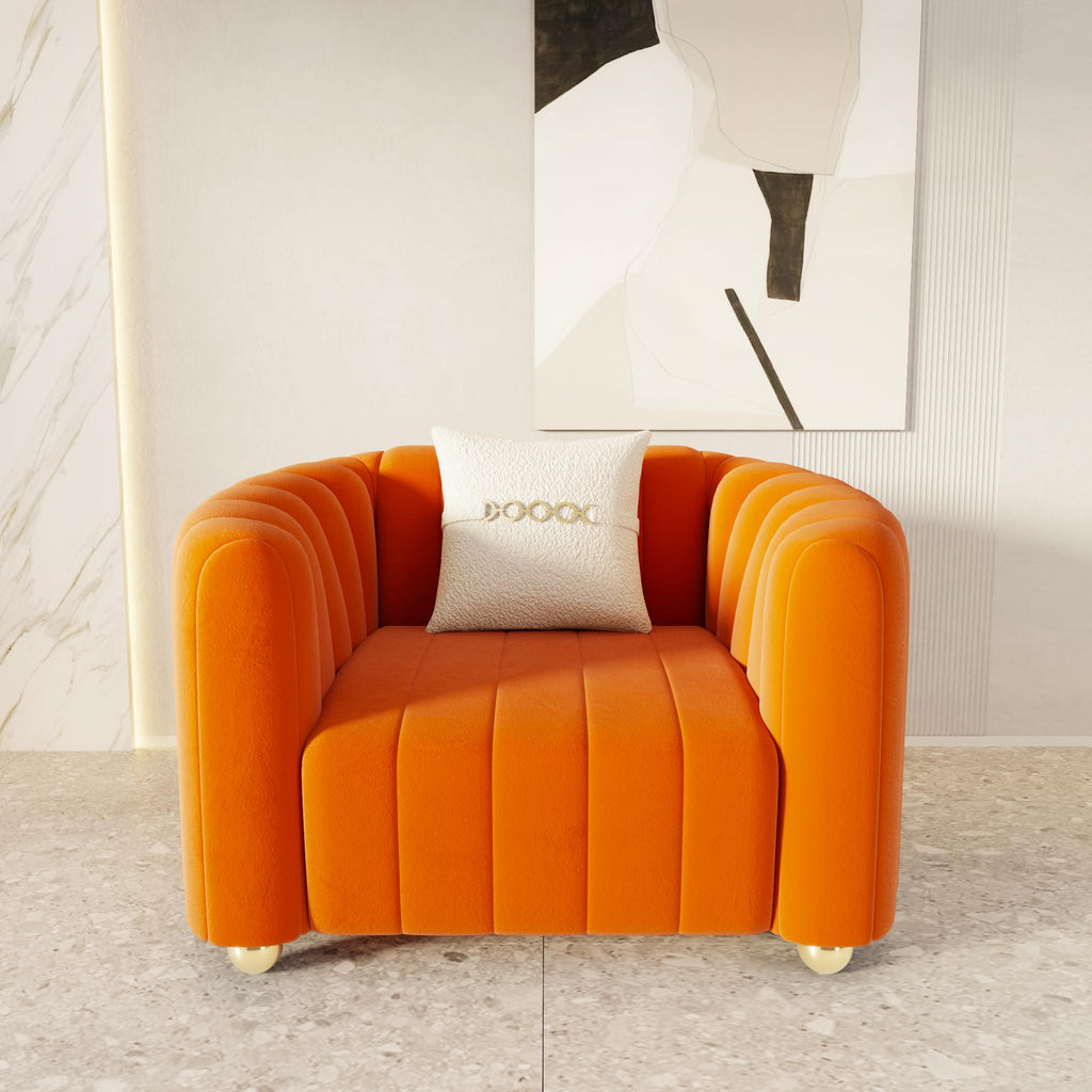 42" Velvet Sofa Chair with Gold Metal Legs U88458