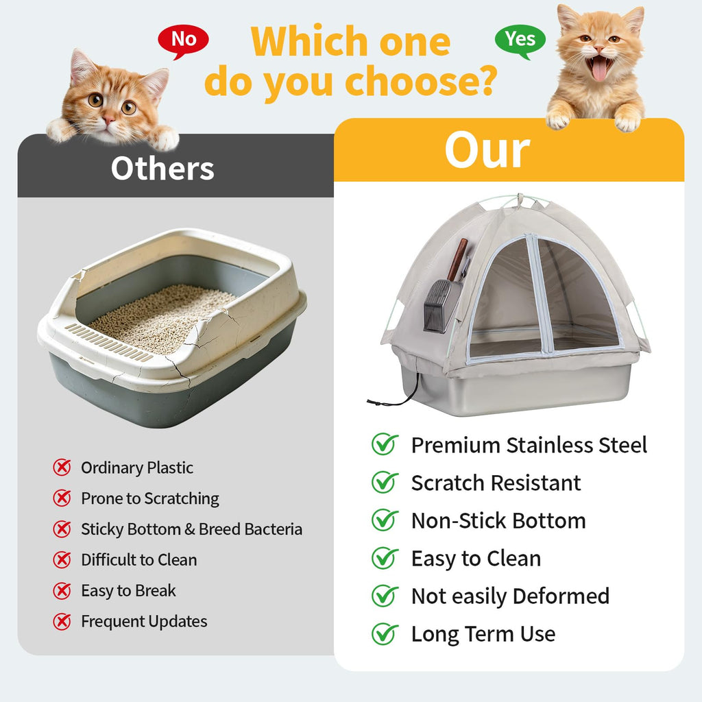 Stainless Steel Extra Large Enclosed Cat Litter Box B815