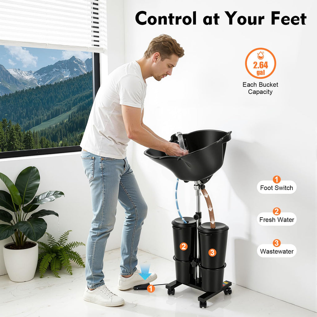 Portable Height Adjustable Shampoo Bowl with Electric Pump K51403