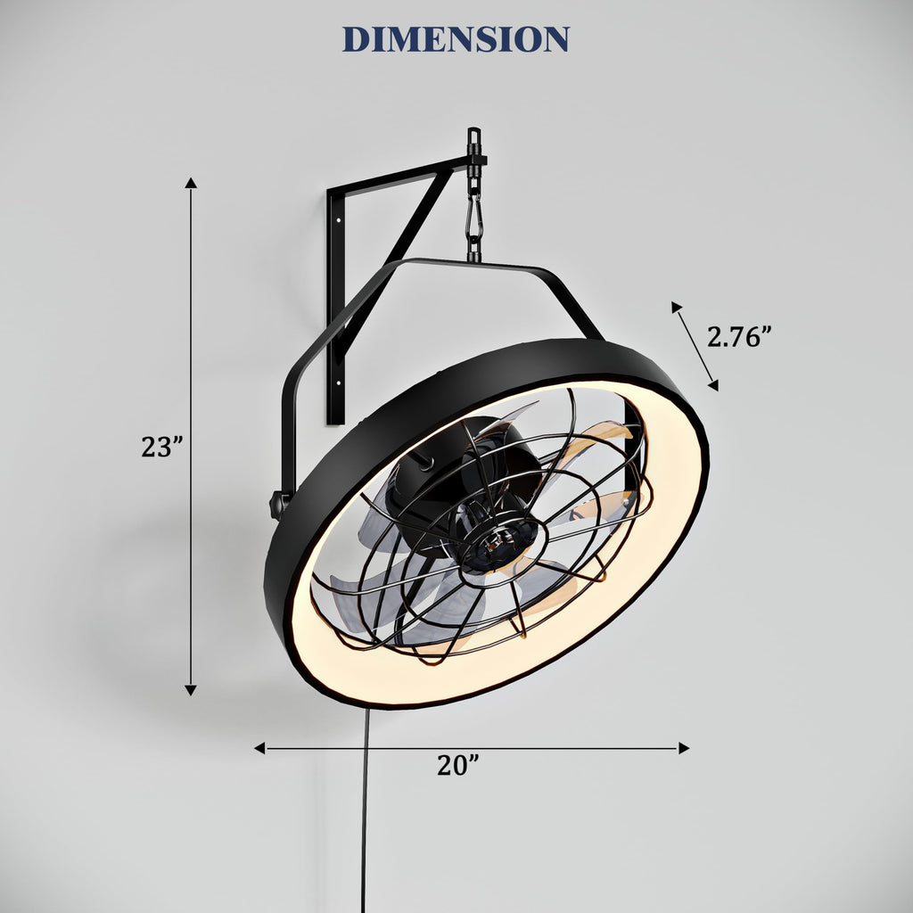 20 Inch Plug In Wall Mount Fan with Light P14517