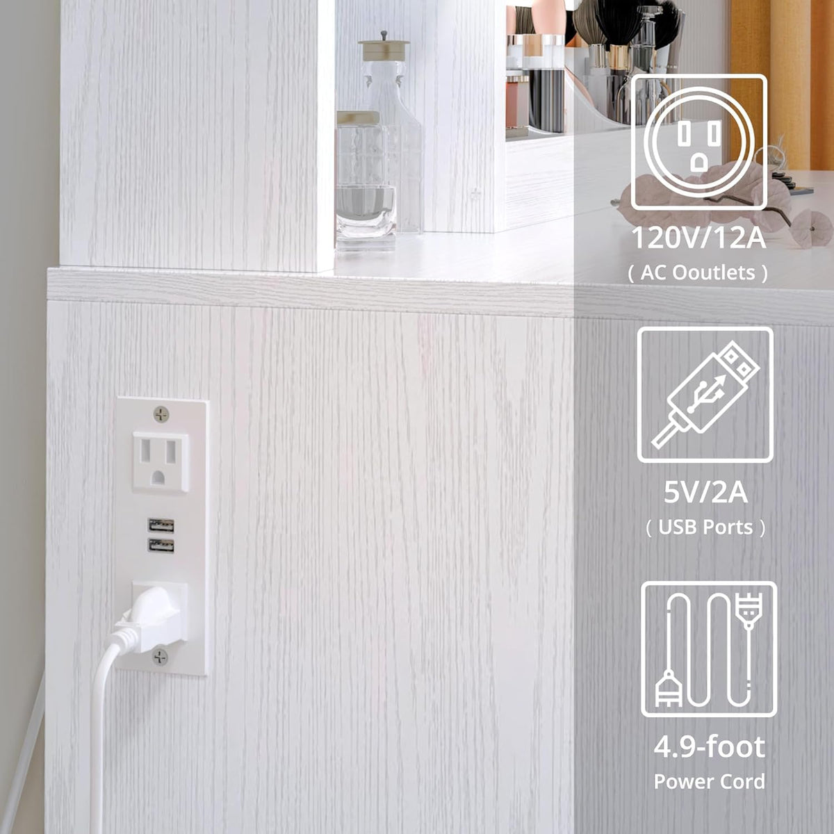 Vanity Desk with Charging Station N413