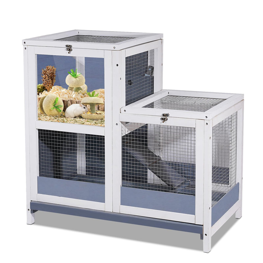 2-Story Wooden Small Animal Cage with Removable Tray and Ramp Z81670