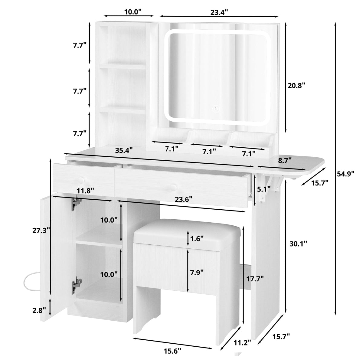 Vanity Desk with Charging Station N413
